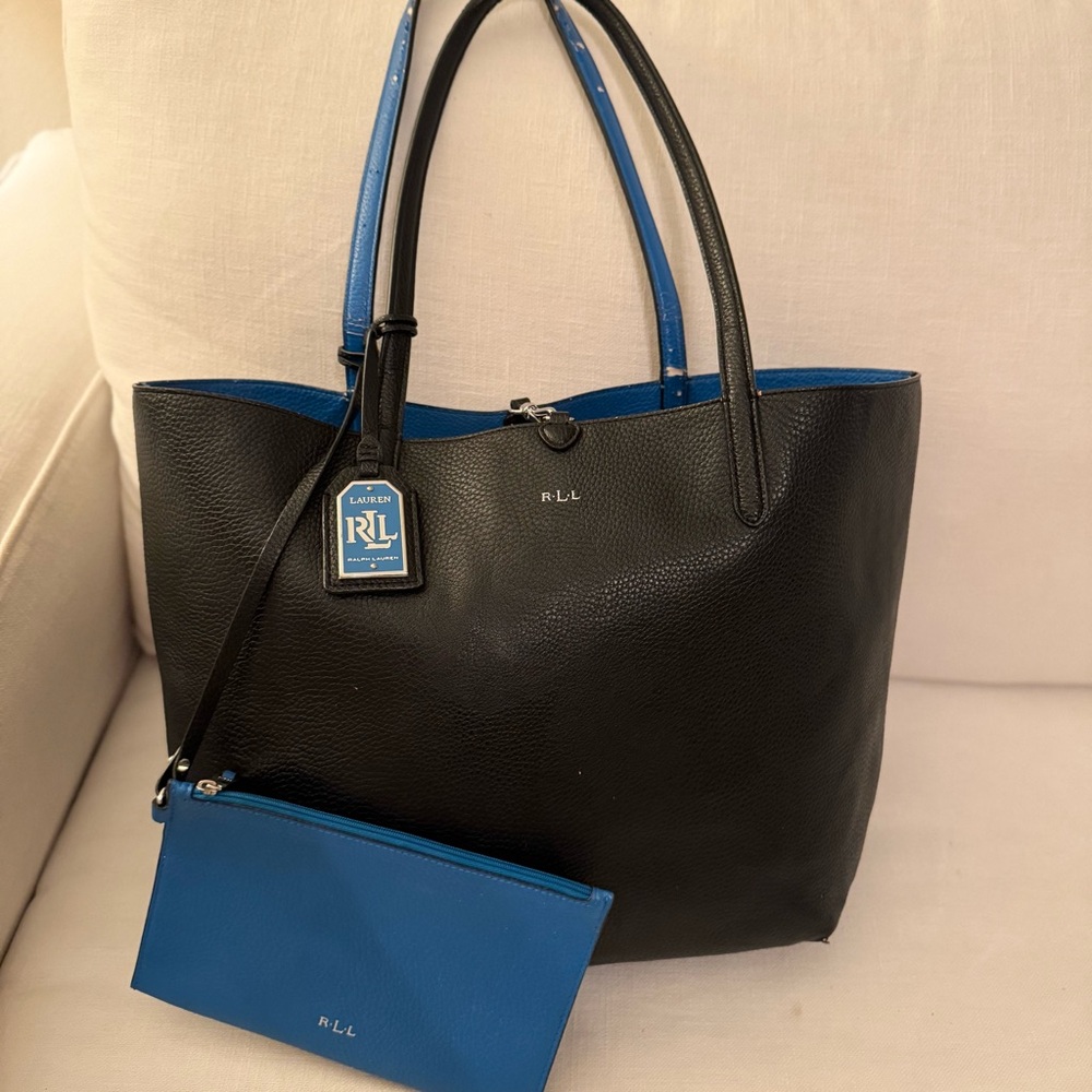 Ralph Lauren Milford Olivia Reversible Tote | Black & Blue